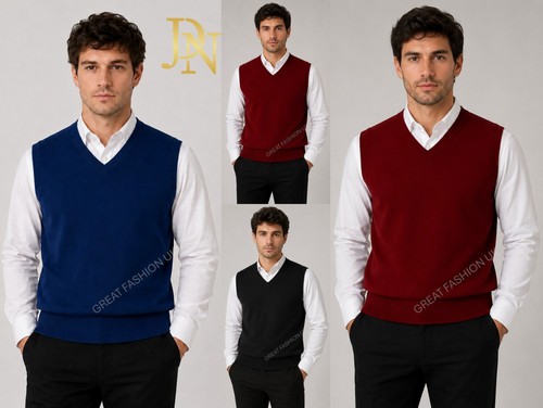 Mens sleeveless jumper - mens, plain