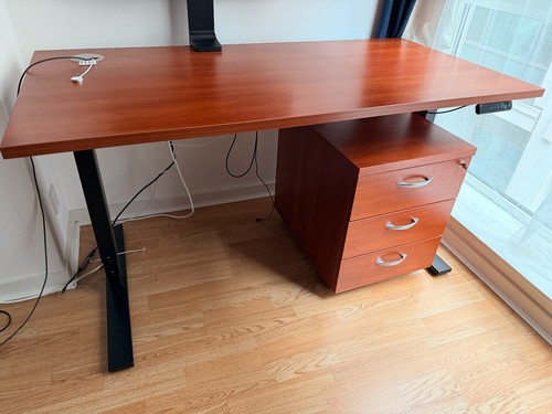Desk with filing cabinet - desk,