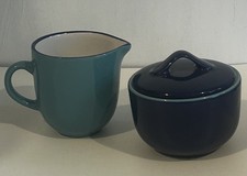 "New York Diner" retro milk jug and lidded sugar pot -  blue / turquoise