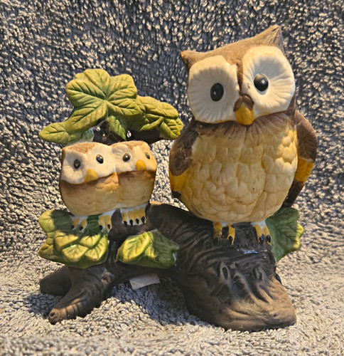 Ceramic owl family figurine - owl,