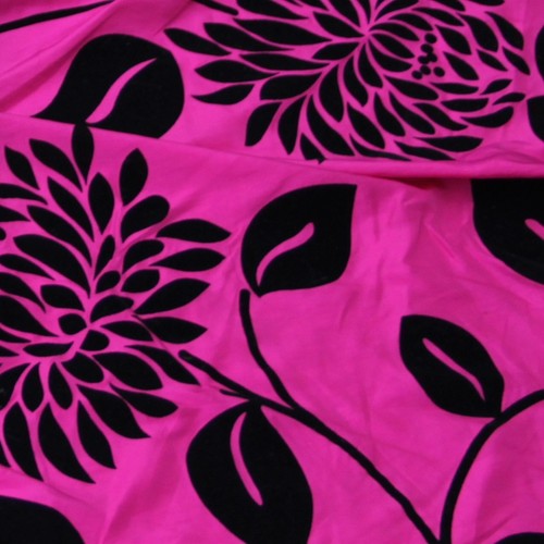 Luxury flocked taffeta black - flocked,