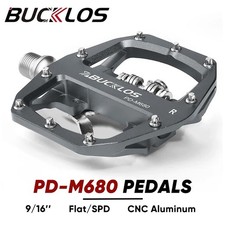 MTB Bike Flat/SPD Self-locking Pedals Bicycle 9/16" Dual Function Bearings Grey