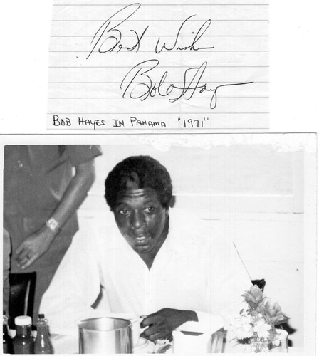 Bob hayes signed 3x5 - signed, note