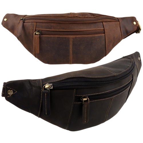 Oil leather waist bum bag - oil,