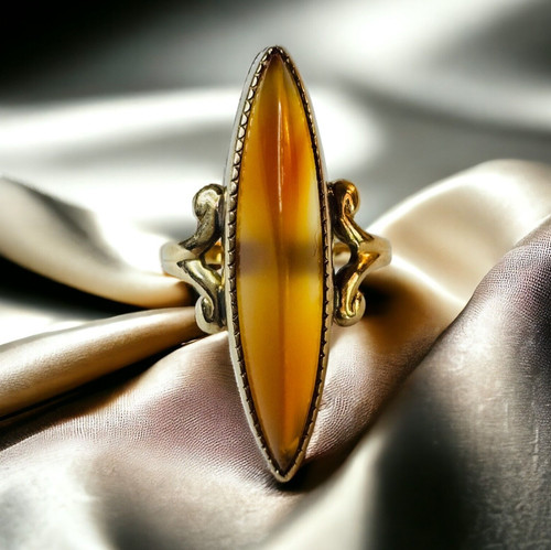 10k gold orange banded agate - gold,