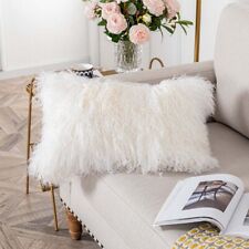 100% REAL MONGOLIAN SHEEPSKIN FUR CUSHION CURLY WOOL LAMB Pillow COVER 16-24''