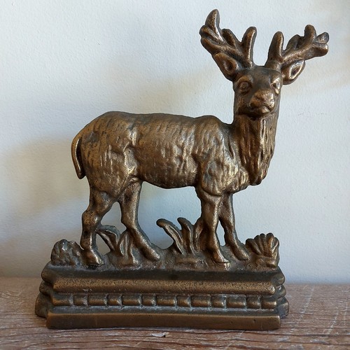 Vintage antique brass stag - brass,