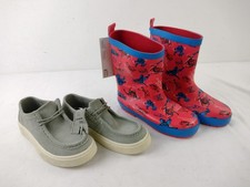 M&S Boy's 2pcs Bundle Shoes Size 12 Small Grey Suede Spiderman Wellies New F2
