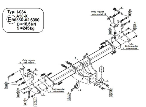 Flange neck tow bar for - flange,