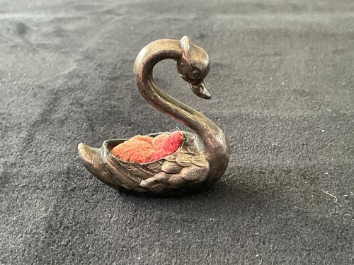 Miniature swan pin cushion - pin,