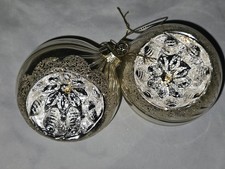 X 2 Large Retro Gold Dimple Glass Christmas Tree ? Baubles / Ornaments Mint