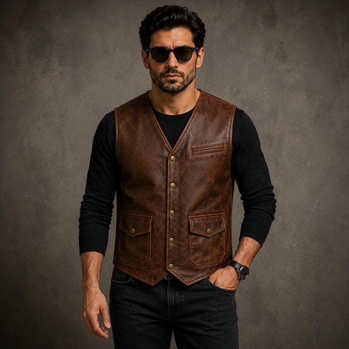 New men brown genuine - men's,