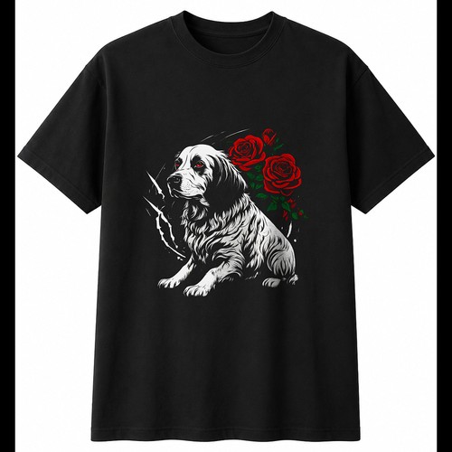 Anime sprocker with roses dog - with,