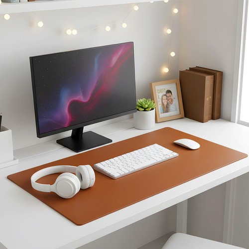 Large leather desk mat - desk,