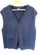 T.M.Lewin blue fine Merino wool button waistcoat size XXL/44"-46"chest