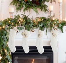 ABSOFINE Christmas Stockings White Knit Christmas Stockings 4 Pack Large Hanging