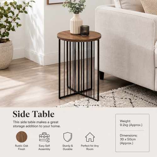 Rustic oak round - round, side