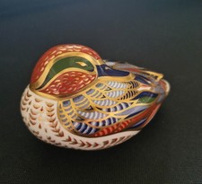 Royal Crown Derby Imari Teal Duck- 21 Anniversary Gold Stopper 11 x 7 cm