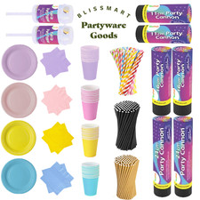 Paper Plates Party cups napkins solid Colours party tableware Catering Birthday