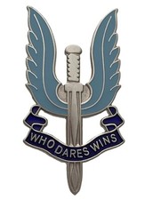 British Army  SPECIAL AIR SERVICE S.A.S. Enamelled Lapel Badge Pin - Silvered.