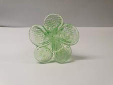 rare pretty unusual handmade Green & Clear glass flower chandelier drop (T1500)