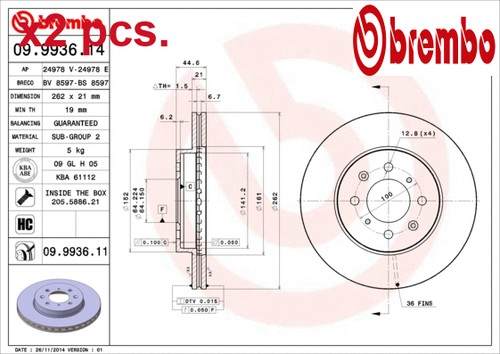 Pcs front brake - front, set