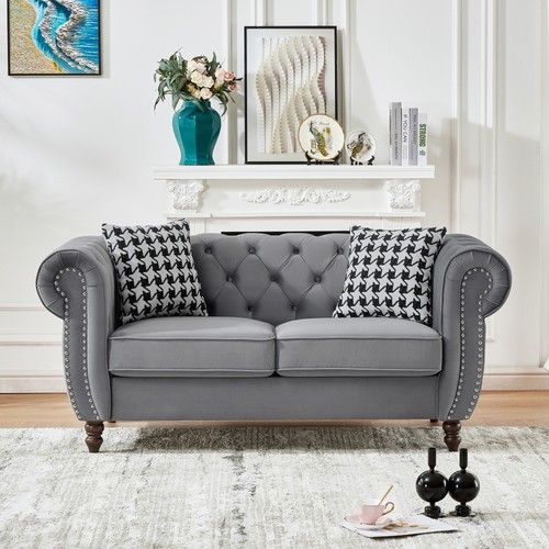 Velvet chesterfield sofa - 65",