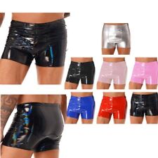 Mens PVC Leather Boxer Brief Casual Short Pants Wetlook Bikini Swimsuit Trunk