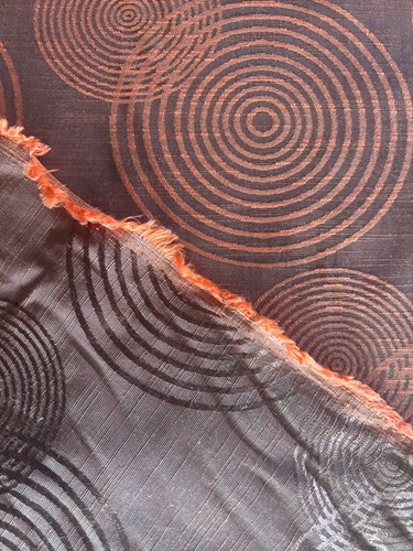 Retro orange and brown - , curtain