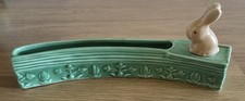 SylvaC 1479 Posy Vase/Trough Green with Pale Brown Glazed Bunny Rabbit