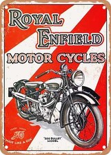 METAL SIGN - 1933 Royal Enfield Motorcycles 500 Bullet Model Vintage Ad