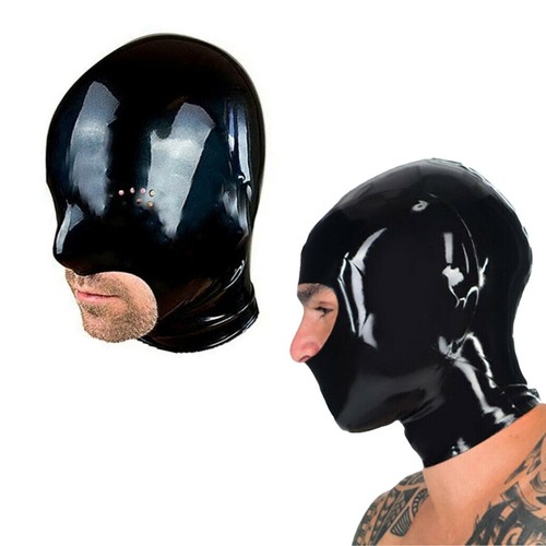 Black latex hood - black,