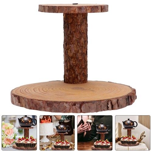 Two layer wooden cake stand - two,