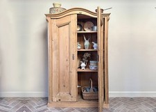 Antique Pine Cabinet, Witches Hexafoil Mark, Rustic Armoire, Old Linen Cupboard