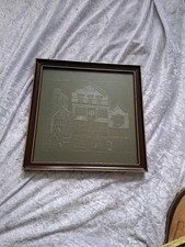 Glass Etched Picture Signed