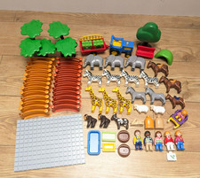 Bundle Lot Playmobil 123 ZOO Animals, Tractor, Fences, Figures & Extras