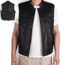 Men's Punk Waistcoat Black PU