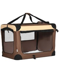 PawHut 81cm Foldable Pet Carrier Bag Soft Travel Dog Crate for Medium Dogs Brown