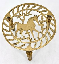 Vintage ENGLISH BRASS HORSE TRIVET / TEAPOT STAND - Peerage