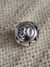 Sterling Silver 30th Birthday Charm Or Pendant + FREE Bracelet. 30th. UK