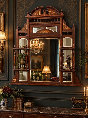 Rare antique inlaid mirror - antique,