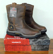 Wolverine Raider Durashocks Wellington Insulated WP 10" Mens Brown Work Boots 14