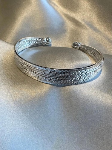 Silver adjustable bangle - adjustable,