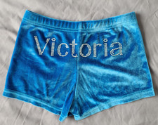Girls Gymnastics Shorts Blue 9 - 11 Years Personalized with name Victoria
