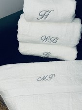 Luxury Towels With Initials , Silver Initials On Towel , Spa  Towels 