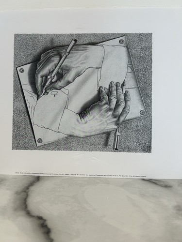Escher drawing hands - m.c,