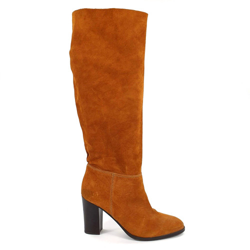 Clarks knee boots pull tan - knee,
