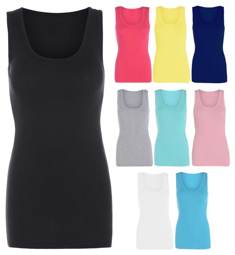 Womens neon ribbed vest top - neon,