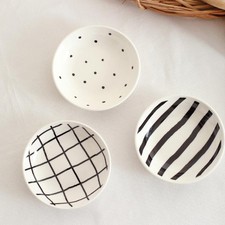  6 pcs Geometric Pattern Seasoning Plate Round Ceramic Plate Dinner Plate Sauce