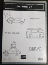 Stampin Up' DRIVING BY Set Of 6 Rubber Cling Stamps Retired Sale-a-bration
